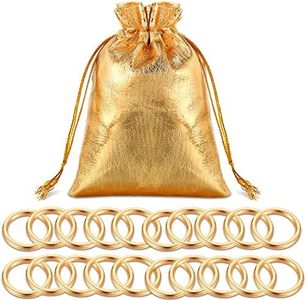 20 Pcs Power Rings Metal Game Figure Display Dream Catcher Rings with Drawstring Organza Bags (Gold, 1.8 x 1.6 Inch)