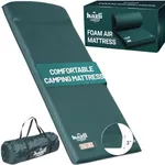 hazli ComfortMax Self Inflating Foam Camping Mattress with Pillow and Pump - Comfortable Roll Up Mattress Air Bed - Adults Floor or Cot Sleeping Pad - Portable Camp BedRoll Sleep Mat