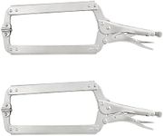 2 Pack 18 Inch C Clamp Locking Pliers,Locking C Clamp, Adjustable Nickel Plated C Pliers For Wood Working, Welding, Electrician Maintenance and more, by GENHAKON