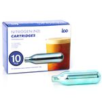 ICO 10pcs Nitrogen Cartridges N2 Cartridges for Coffee Beer Cold Brew Nitro Non-Threaded Nitrogen Chargers 2g Chargers