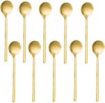 Accfore 10 Pack Espresso Spoons, Gold Plated Stainless Steel Mini Teaspoons Set for Coffee Sugar Dessert Cake Ice Cream Soup Antipasto Cappuccino,5.3 Inch