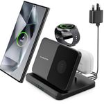 Charging Station for Samsung 3 in 1 Foldable Fast Wireless Charger Stand for Samsung S24/S23/S22/S21/S20, Z Fold 5/4/3, Z Flip 5/4/3, Note20/10 Ultra, Watch 6/5 Pro/5/4/3/Active, Buds+/2/Pro/Live