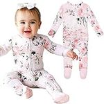 Posh Peanut Baby Girl Pajamas - Soft Päpook Viscose from Bamboo One Piece Footies, Newborn, Infant, & Toddler Footed Sleepers with 2-Way Zipper, Breathable Sleep Clothes & Outfit for Kids (0-3 Months)