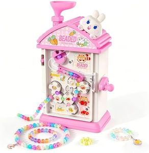 MAGTHIC 2-in-1 Beads Bracelet Maker Machine & Hand-Crank Bunny Toys, Charm Jewelry Bracelet Making Kit 430+ Quick Easy 5min with Organize, DIY Friendship Bracelets for Girls 6-12 Birthday Xmas Gift