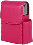 Fdit PU Leather Cigarette Case with Lighter Holder Cigarette Case Wallet for Men and Women Unisex Pink