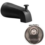 SENTO Matte Black Universal Bathroom Tub Spout with Diverter, Durable Heavy Duty Metal Bathtub Faucet with Shower Diverter - 4 Inches 1/2" IPS Inside Thread, Matte Black