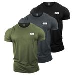 GYMTIER Men's Gym T-Shirt - 3 T-Shirt Bundle - Bodybuilding Training Top, Classic 1, M