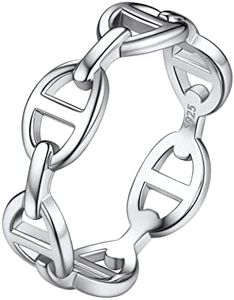 Anneau Bague Femme Argent 925 Chainette Doigt Fine Alliance Sterling Bagues Homme Fille Enfant Garçon Ami Cadeau Noël Fête Mères Pères