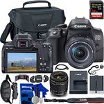 Canon EOS Rebel T8i DSLR Camera with 18-55mm Lens Essential Bundle. Includes: Canon EOS Shoulder Bag 200ES, 64GB SDXC Memory Card, Soft Padded Hand/Wrist Strap, 5pc Deluxe Cleaning Kit, and More.