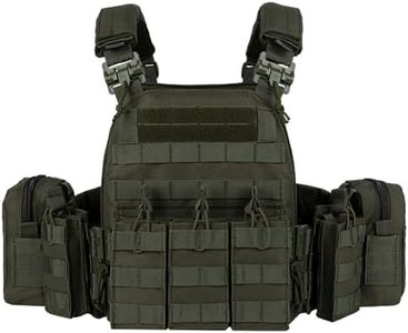 YAKEDA Tactical Outdoor Airsoft Vest, Modular Quick Release Buckles with Adjustable Multi-Functional Pouches, Lightweight MOLLE Training Vest for Outdoor Games & Tactical Activities (Green)