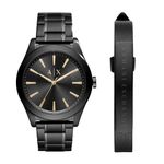 Armani Exchange Men's Stainless Steel Three Hand Dress Watch, Black