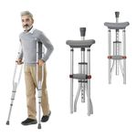 BQKOZFIN Underarm Crutches Foldable for Adults (x2 Units), Lightweight Aluminum Crutches up to 330 LBS, Height Adjustable Crutches with Underarm Pad, Hand Grip, and Non-Slip Feet for Men