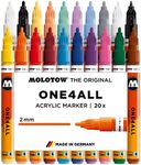 Molotow One4All 127HS Acryl Marker Main-Kit 1 (2,0 mm Strichstärke, hochdeckend und permanent, UV-beständig, für fast alle Untergründe) 20 Stück sortiert