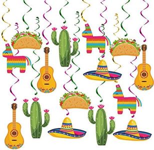 20 pcs Mexican Fiesta Hanging Swirl Decorations, Mexican Fiesta Cinco De Mayo Party Supplies, Taco Twosday Birthday Theme, Taco Party Mexican Fiesta Ceiling Hanging Swirl Decorations 1st Boys Girls Baby Shower