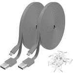 2 Pack 20FT Power Extension Cable Compatible with WyzeCam,Wyze Cam v3,Wyze Cam Pan, NestCam Indoor,Blink,Amazon Cloud Camera,USB to Micro USB Durable Charging and Data Sync Cord (Gray)