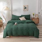 MWL Toy 100% Jersey Knit Cotton Duvet Cover Queen, 3 Pieces Bedding Duvet Cover Set with Zipper Closure and 2 Pillow Shams, Ultra Soft Comfortable (Queen, Dark Green)