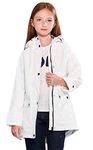 SOLOCOTE Kids Rain Jacket Hooded Lined Rubber RainCoats for Girls Boys Waterproof Windproof 180806 White 11-12Y GM