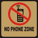 NO PHONE ZONE SQUARE STICKER ACRYLIC SHEET ON GOLD VINYL STICKER length 6" x height 6 x width 0.4mm