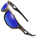 MOTELAN Polarized Outdoor Sports Sunglasses Tr90 Camo Frame for Men Women Driving Fishing Hunting Reduce Glare (Black Blue (Upgraded))