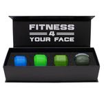 Jawzrsize Athletic Bundle Jaw Enhancer - Jaw, Face, and Neck Exerciser, Helps Reduce Stress and Cravings - Facial Exercise (Pop N Go & Custom Fit (Beg., Adv., & Elite), Green & Blue)
