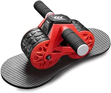 leikefitness Ab Wheel Roller Automatic Rebound with Knee Pad Mat,Core Muscle Ab Trainer, Ab Workout Equipment for Abdominal Exercise (Red)