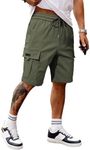 JMIERR Mens Shorts Casual Stretch Classic Drawstring Summer Work Hiking Outdoor Cargo Shorts with Pocket,US 32(S),Army Green