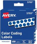 Avery(R) Color-Coding Permanent Round Labels, 1/4in. Diameter, Dark Blue, Pack of 450