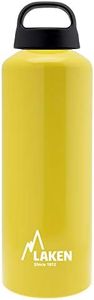 Laken Classic Aluminum Water Bottle, Wide Mouth with Screw Cap and Loop, BPA Free, Made in Spain, 25oz, Yellow