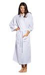 Turquaz Linen 100% Turkish Cotton White Waffle Kimono Unisex Spa Robe (One Size)