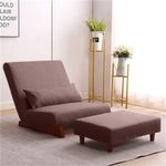 CosyLabs Mango Wood Borneo | Recliner Chair | Floor Sofa | Low Floor Seating | Floor Lounger Parent (Sofa With Pouffe, Chocolate Brown, 1 Seater)