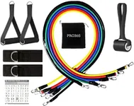 PRO365 11 in 1 Resistance Band Kit for Home Exercises, Stretching, Toning Tube Kit with Foam Handles, Door Anchor (Ankle Strap and Carrying Bag Included)