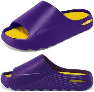 HMLHML Men's Athletic Sandals Soft-tech Sports Recovery Slide Basketball Outdoor Slipper with Arch Support Plantar Fasciitis Relief - Purple Yellow
