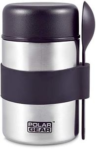 Polar Gear Insulated Food Flasks For Hot Food – Triple Layer Stainless Steel Hot Food Flask With Spoon – Keep Meals & Drinks Hot for 6 Hours & Cold for 6 Hours – Soup Flask For Work, School - Black