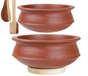 Craftsman India Online Clay Biryani Handi/Pot For Cooking And Serving 1 & 2 Liter, Red