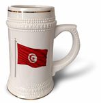 3dRose Tunisia on a Flag Pole Over White Tunis Tunisian-Stein Mug, 18oz (STN_157288_1), 22oz