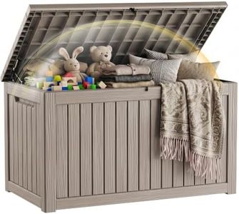 EFU Outdoor Storage Box 260 Gallon Deck Box (Indoor & Outdoor) Lockable UV Resistance Waterproof Resin Storage Bin Storage Box for Outdoor,Patio Storage With Support Rod(Taupe)