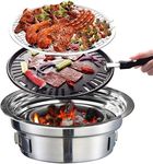 Multifunctional Charcoal Barbecue Grill, Portable Household Korean Grill, Smoker Grill Non-stick Round Carbon Barbecue Grill Camping Grill Stove for Outdoor, Indoor and Picnic