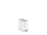 Kohler K-20957-STW 2.5 gallon Slim Step Trash Can, White With Stainless Steel