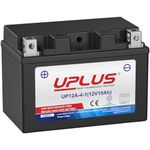 UPLUS UP12A-4-1 Motorcycle Battery, replace for YT12A-BS 12V 10Ah 130A CCA Maintenance Free - SLA Agm Powersport Batteries for ATVs, Personal Watercraft, Snowmobiles 150L x 88W x 110H(mm)