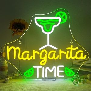 Lucunstar Margarita Time Neon Sign for Wall Decor Margarita Led Signs USB Dimmable Neon Lights for Beer Bar Kitchen Restaurant Home Pub Party Man Cave Club Shops Hotel Store Business Gift