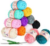 ilauke Crochet Yarn 600 g (12 x 50 g) Wool for Knitting Acrylic Wool Set Series Disposable Hand Knitting Yarn Cotton Yarn for Crochet, Wool for Knitting and Crafts, 12 Colours