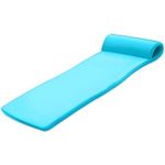 TRC Recreation Sunsation 1.75” Thick Vinyl Coated Foam Swimming Pool Float Mat Adult Lounger with Built-In Roll Pillow, Tropical Teal