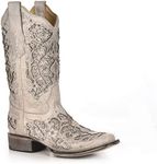 Corral Boot Company Womens Ladies Glitter/Crystals Square Toe Cowgirl Boots 9.5 B(M) US White