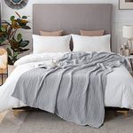 EMME Cotton Blanket Queen Size for Bed Soft Large 6 Layer Muslin Bed Blankets 203 x 228cm Lightweight Breathable Blanket All Season Gauze Blanket, Light Grey