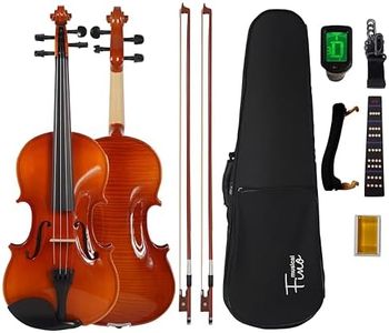 FINO 4/4 Violin Full Size Kit for Beginners, Fiddle Set for Adults Students with 2 Boxwood Bows, Extra Strings, Rosin, Tuner, Fingerboard Sticker, Shoulder Rest, Case (Plywood, Full)
