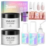 Saviland Nail Repair Kit for Broken Natural Nails:【3 Mins Repair&Air Dry】Dip Powder Nail Kit for Nail Repair【White & Clear】Dipping Powder Nail Glue Nail File Nail Dust Brush for Nail Repair Treatment