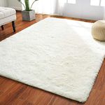 Softlife Ultra Soft Fluffy Area Rugs for Bedroom, Girls and Boys Room Kids Room Nursery Rug, 4 x 5.3 Feet Shaggy Fur Indoor Plush Modern Floor Carpet for Living Room Christmas Decor, Cream