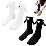 PALAY 2 Pair Cotton Regular Socks Unisex Socks Funny Couple Socks Ankle Socks For Men Women Home Socks Floor Socks Friendship Gift Christmas Gift (Black & White)