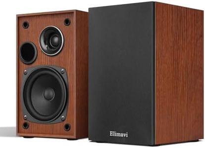 Elimavi Passive Bookshelf Speakers, 2-Way Design with 4" Woofer & 1" Silk Horn Tweeter, 60Hz Bass, Ideal for Home, Office & Theater, Brown (Requires Amplifier or Receiver to Operate)