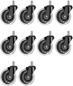OVLLAN Office Chair Wheels, Outstanding Replacement Roller Blade Wheels for Office Gaming Desk Chairs - 3 Inch Caster Wheel Set of 10 Heady Duty Safe for Hardwood Floors and Carpet, Smooth & Quiet